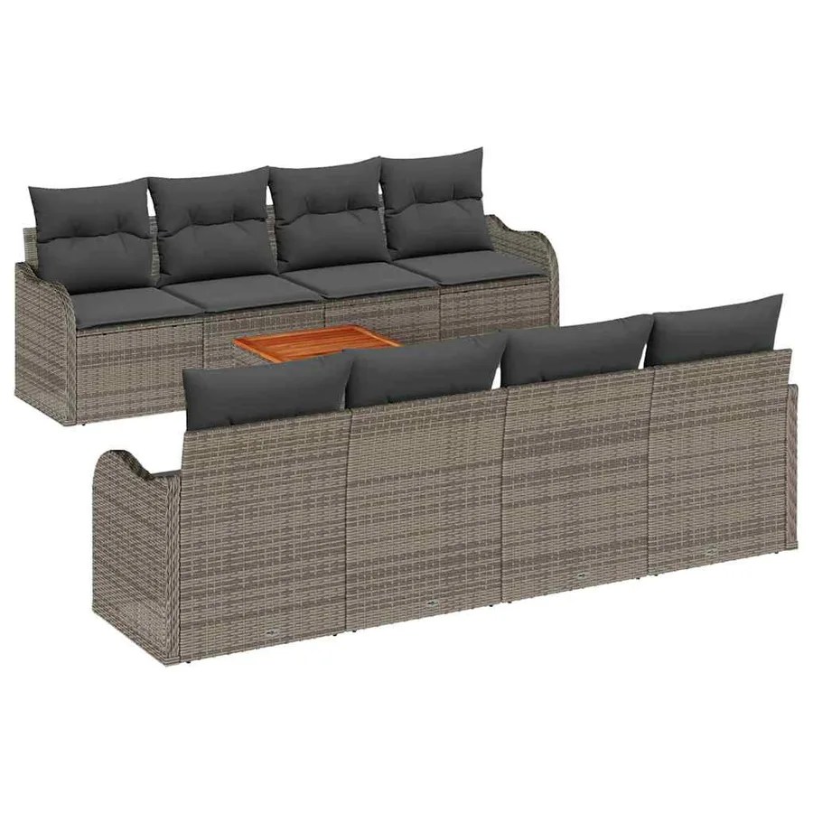 Ensemble de canapé de jardin avec stockage 9 pcs Gris polyrotin - 2