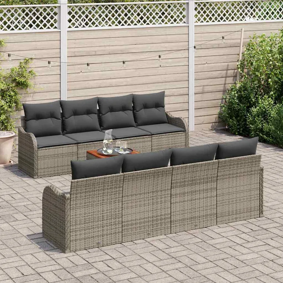 Ensemble de canapé de jardin avec stockage 9 pcs Gris polyrotin - 3