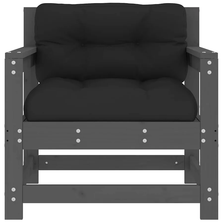 Chaises de jardin et coussins lot de 2 gris bois de pin massif - 4