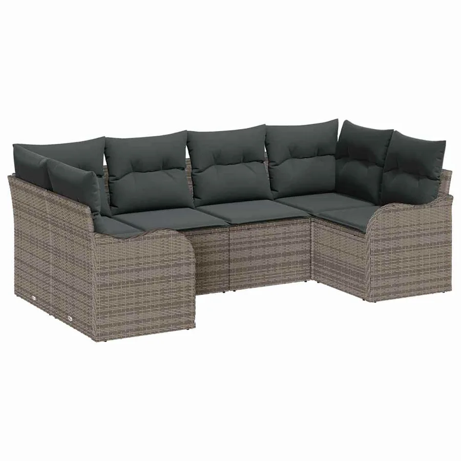 Ensemble de canapé de jardin 6 pcs Gris Poly rotin - 2