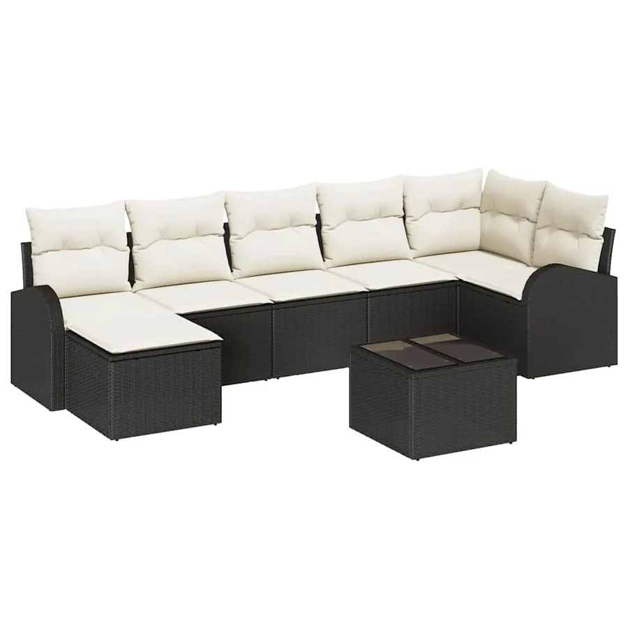 Ensemble de Canapés avec coussin 8 pcs Noir polyrotin - 2