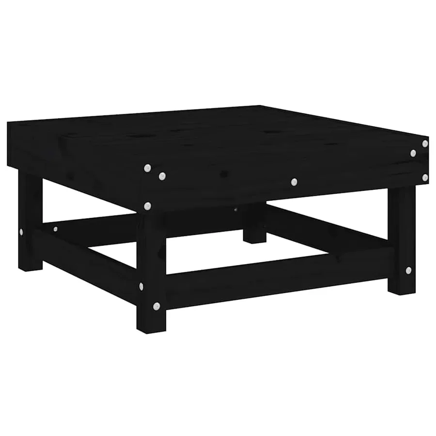Repose-pieds de jardin coussins lot de 2 noir bois pin massif - 5