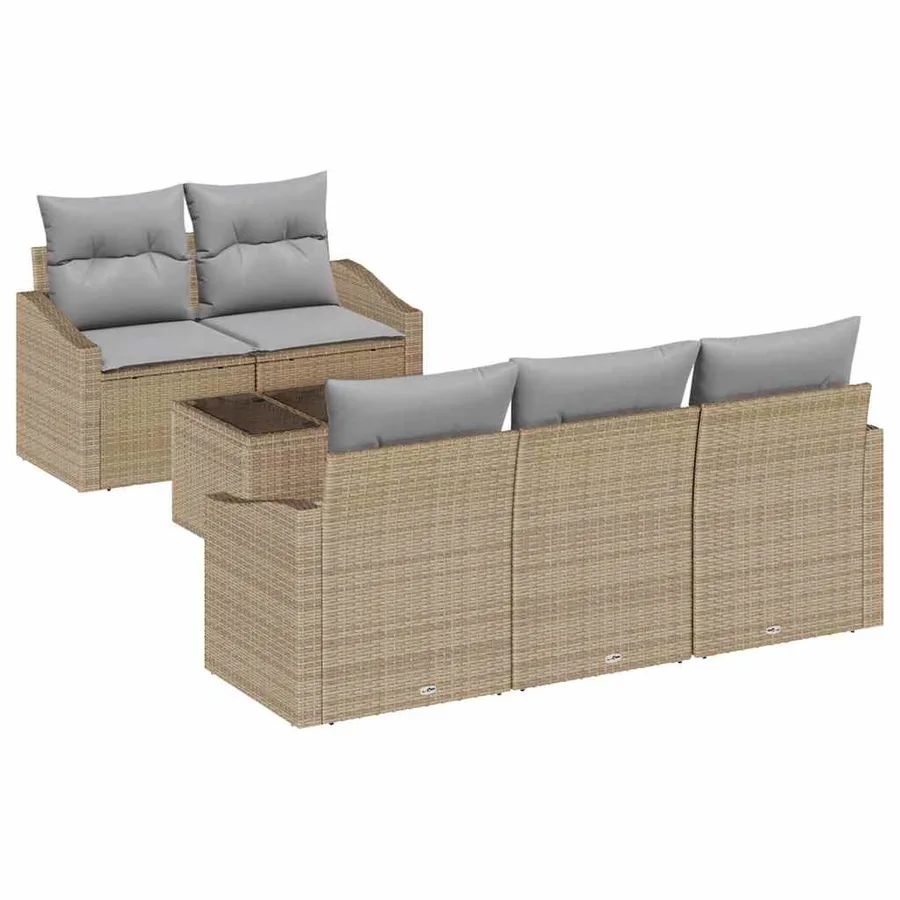 Ensemble de Canapés 6 pcs Beige et Gris clair polyrotin - 2