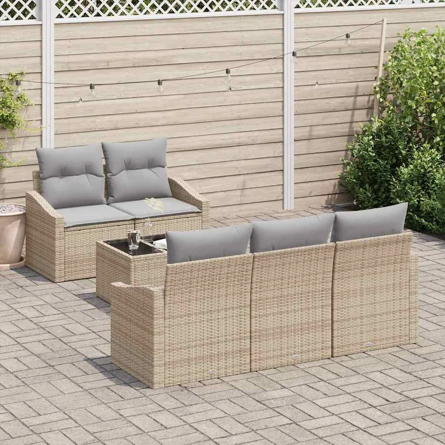 Ensemble de Canapés 6 pcs Beige et Gris clair polyrotin - 3