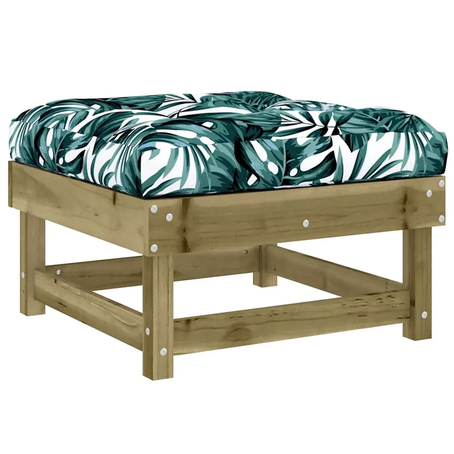 Repose-pied de jardin avec coussin bois de pin imprégné - 2