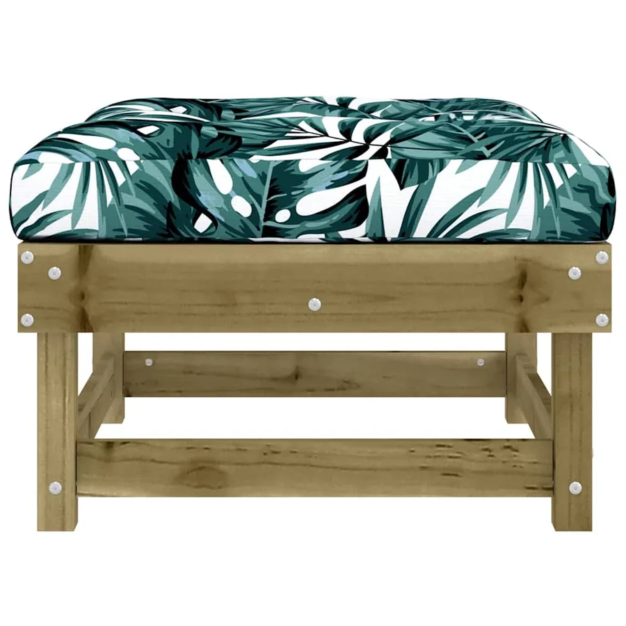 Repose-pied de jardin avec coussin bois de pin imprégné - 4