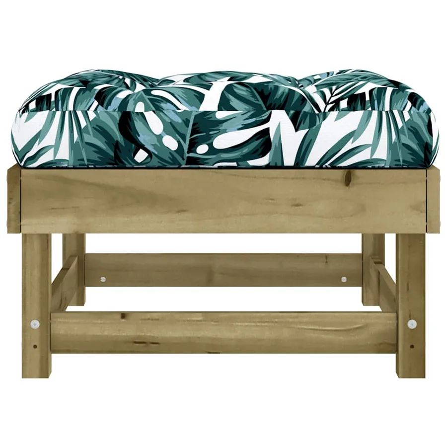 Repose-pied de jardin avec coussin bois de pin imprégné - 5