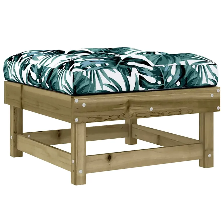 Repose-pied de jardin avec coussin bois de pin imprégné - 6