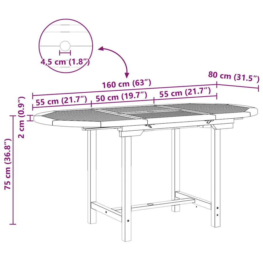 Ensemble de salle à manger pour jardin 7 pcs Marron - 11
