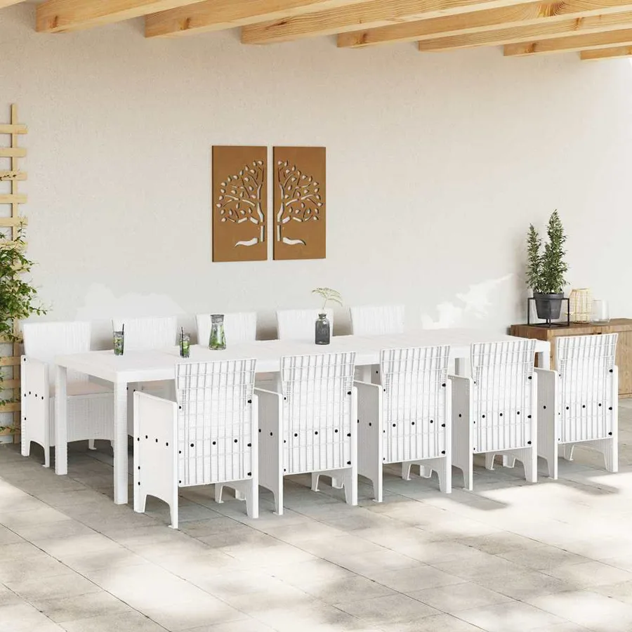 Ensemble de salle à manger pour jardin 11 pcs Blanc et Taupe - 3