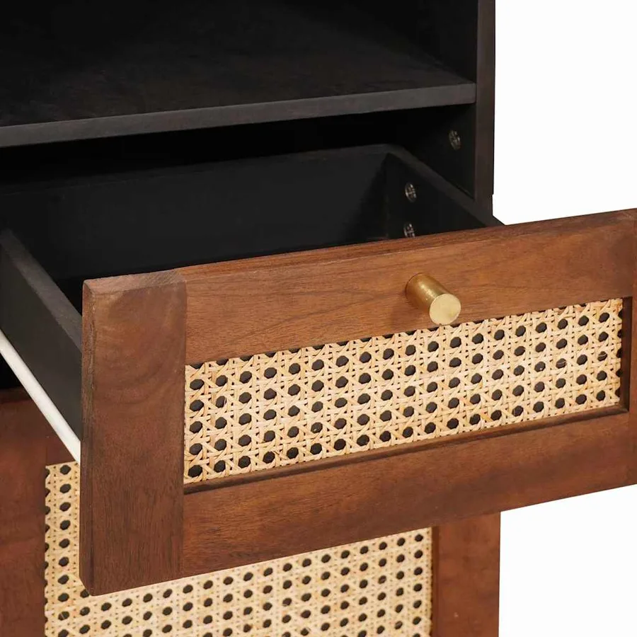 Cabinet de salle de bain avec tiroir 4 pcs Marron et Noir - 11