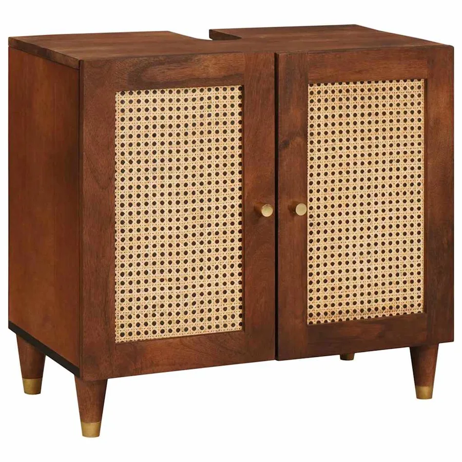 Cabinet de salle de bain avec tiroir 4 pcs Marron et Noir - 3