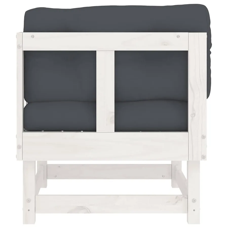 Canapé d'angle avec coussins blanc bois de pin solide - 5