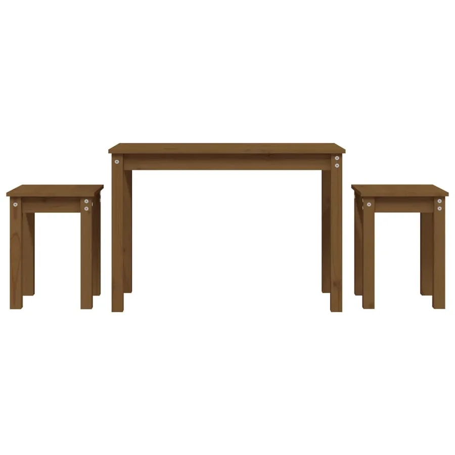 Tables gigognes 3 pcs Marron miel Bois de pin massif - 2