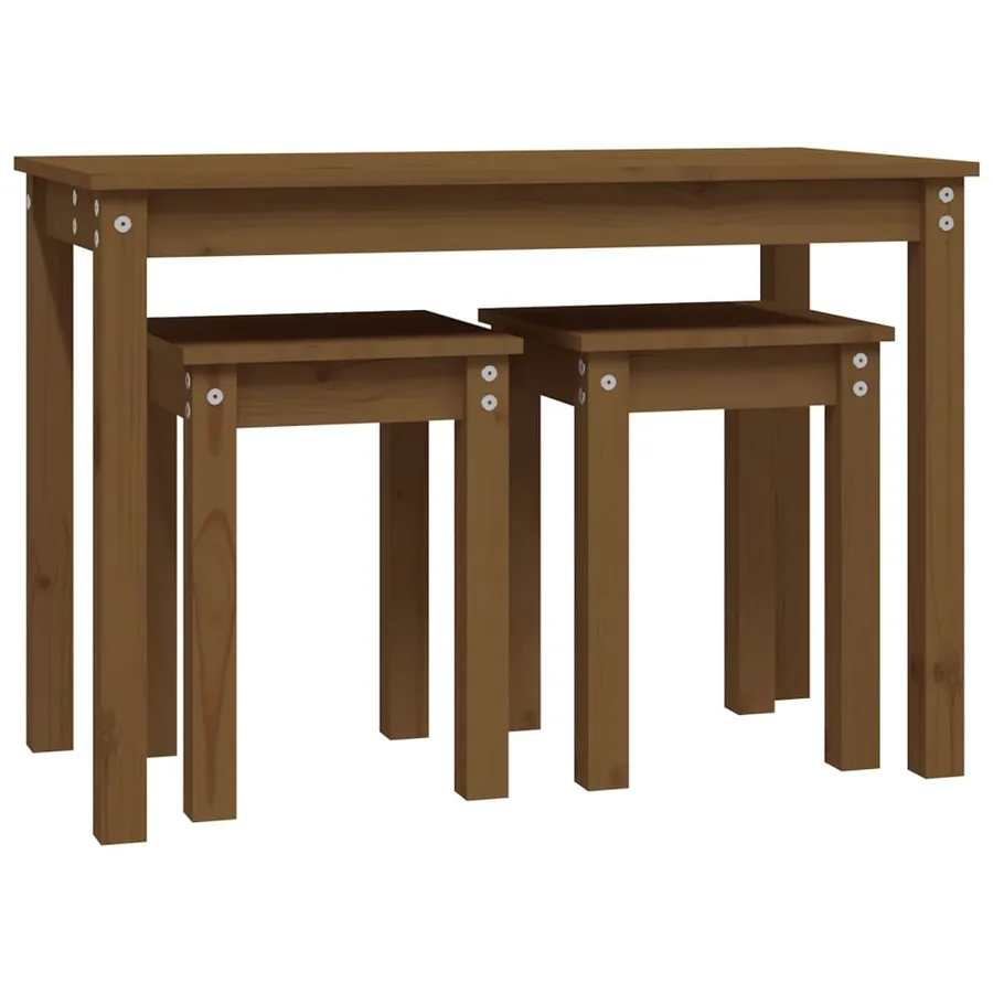 Tables gigognes 3 pcs Marron miel Bois de pin massif - 6
