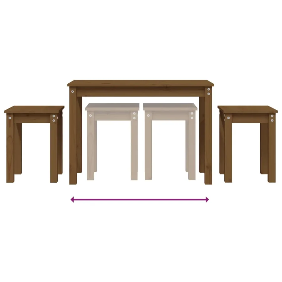 Tables gigognes 3 pcs Marron miel Bois de pin massif - 8