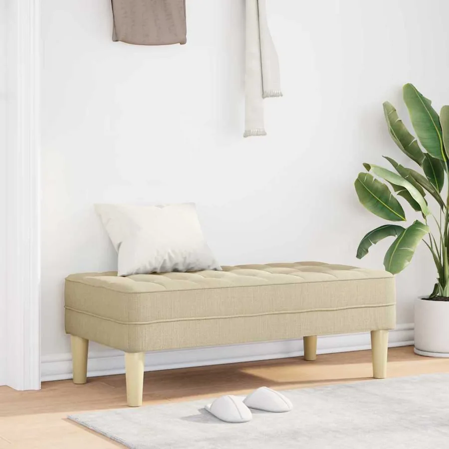 banc avec coussin Crème 113 x 57 x 39 cm tissu