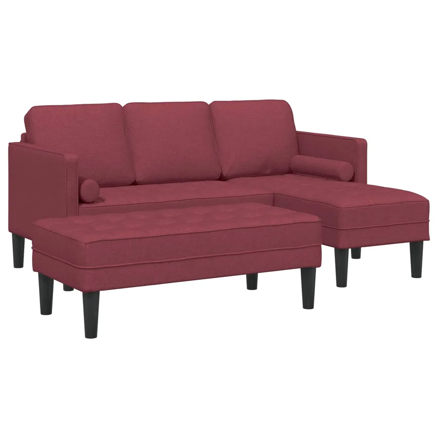 Ensemble de Canapés avec coussin 2 pcs Bordeaux Polyester - 4