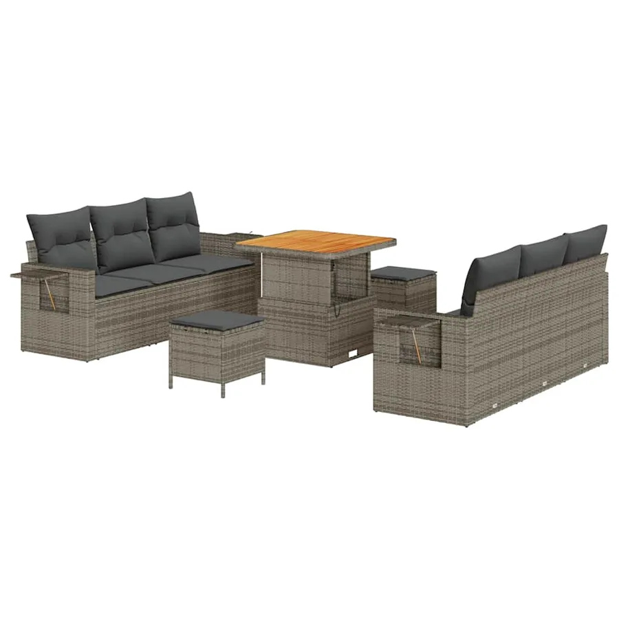 Ensemble de canapé de jardin avec coussin 9 pcs Gris - 2