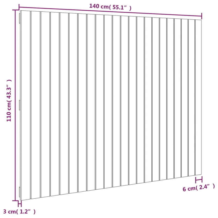 Tête de lit murale Blanc 140x3x110 cm Bois massif de pin - 8