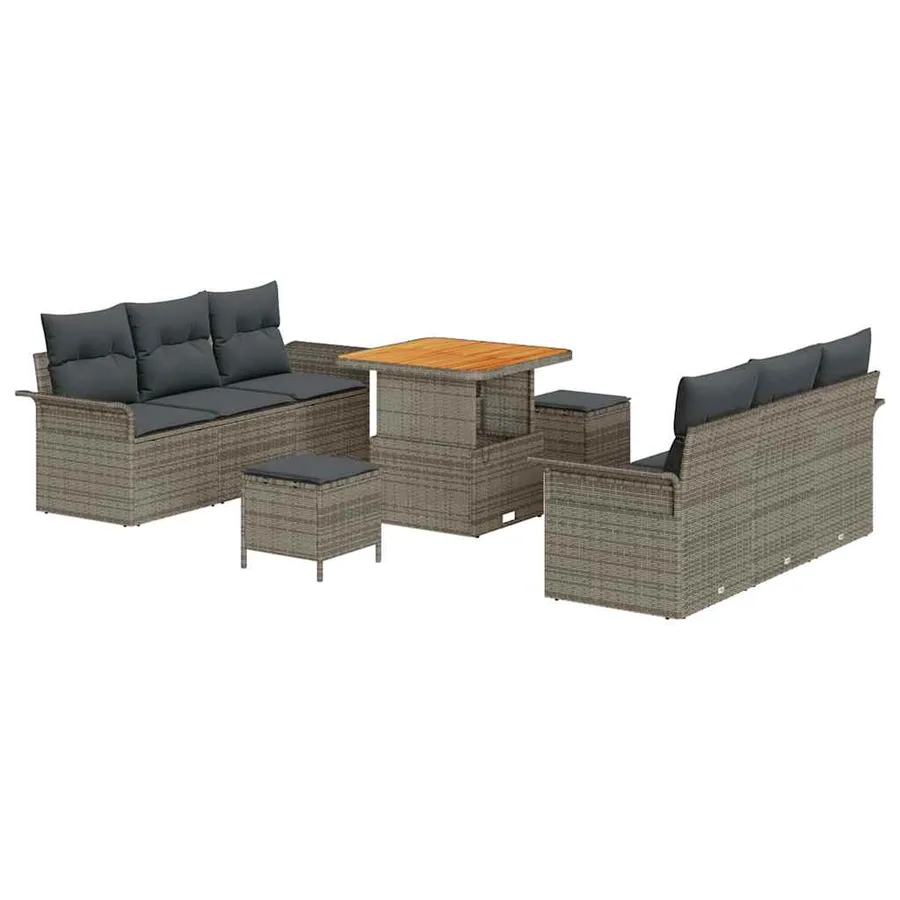 Ensemble de canapé de jardin avec coussin 9 pcs Gris - 2