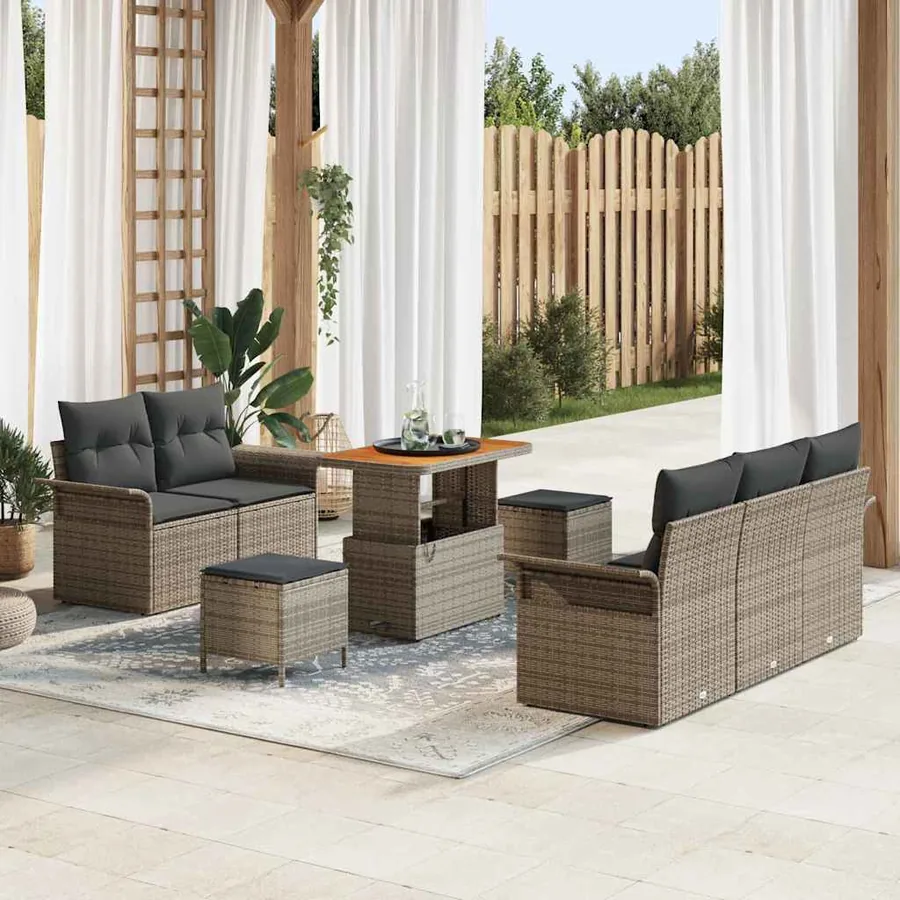 Ensemble de canapé de jardin avec coussin 8 pcs Gris