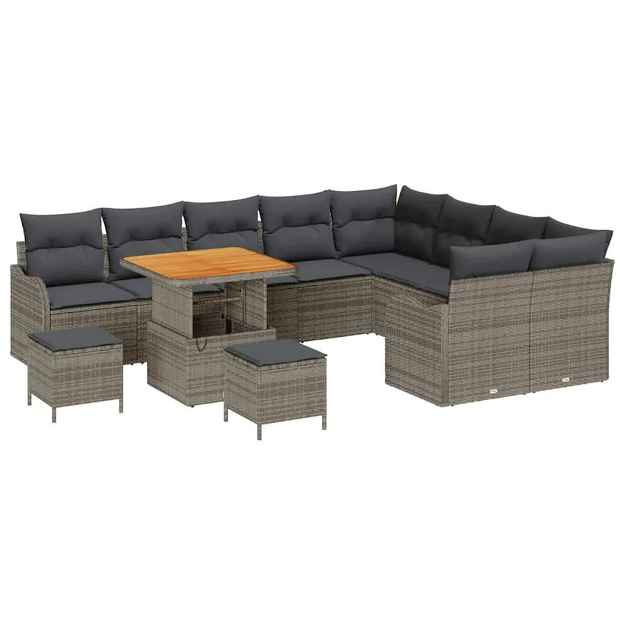 Ensemble de canapé de jardin avec coussin 12 pcs Gris - 2