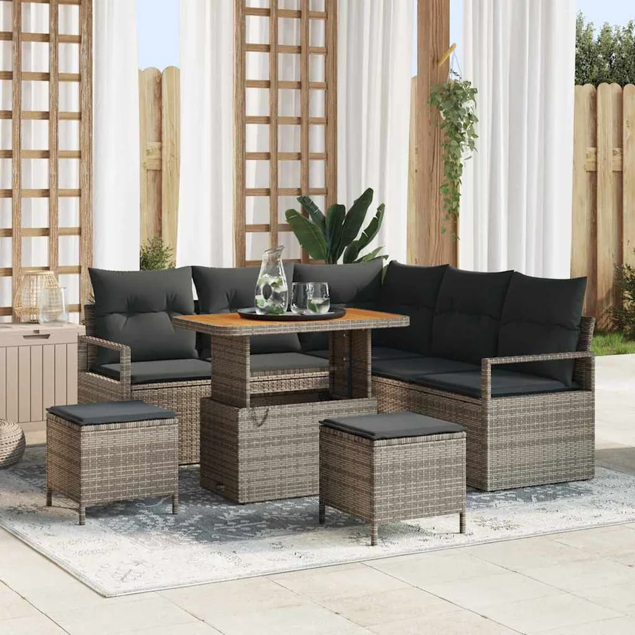 Ensemble de canapé de jardin avec coussin 8 pcs Gris