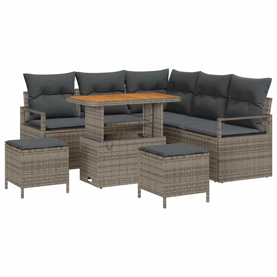 Ensemble de canapé de jardin avec coussin 8 pcs Gris - 2