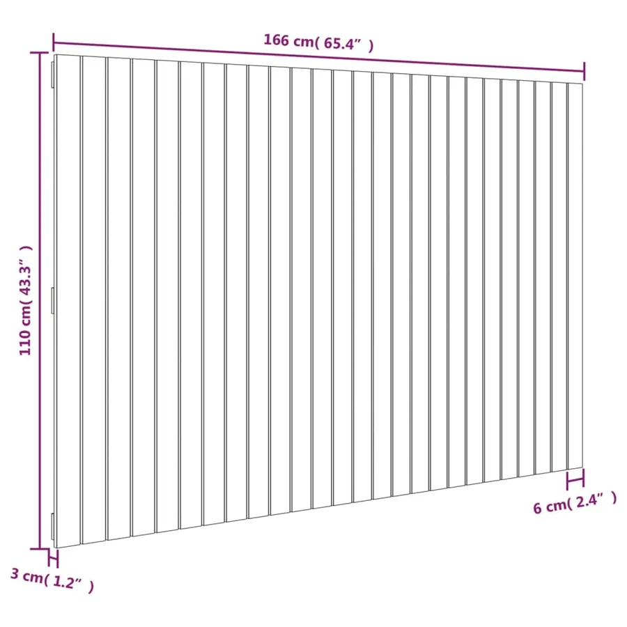 Tête de lit murale Gris 166x3x110 cm Bois massif de pin - 8