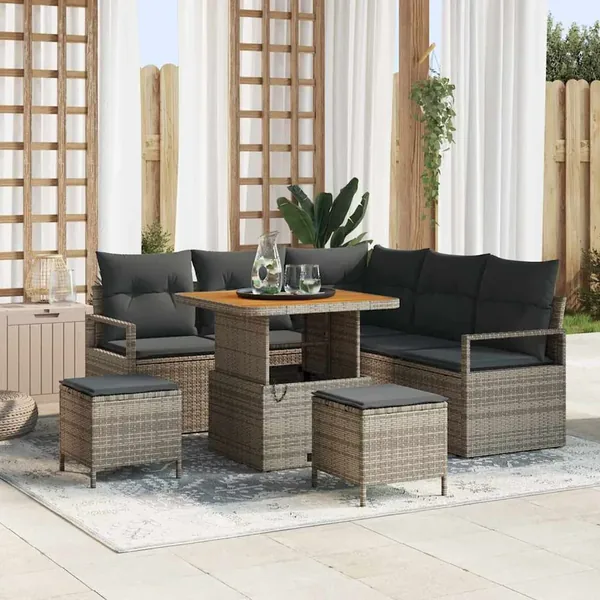 Ensemble de canapé de jardin avec coussin 8 pcs Gris