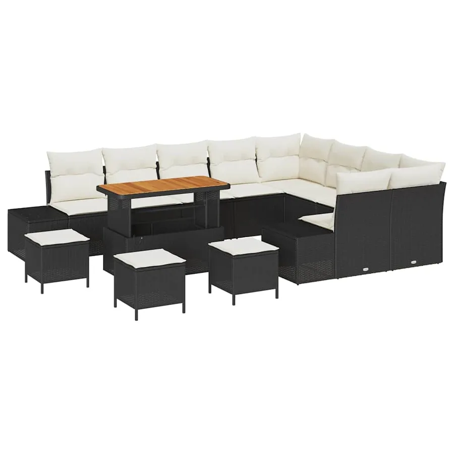 Ensemble de canapé de jardin 13 pcs Noir Poly rotin - 2