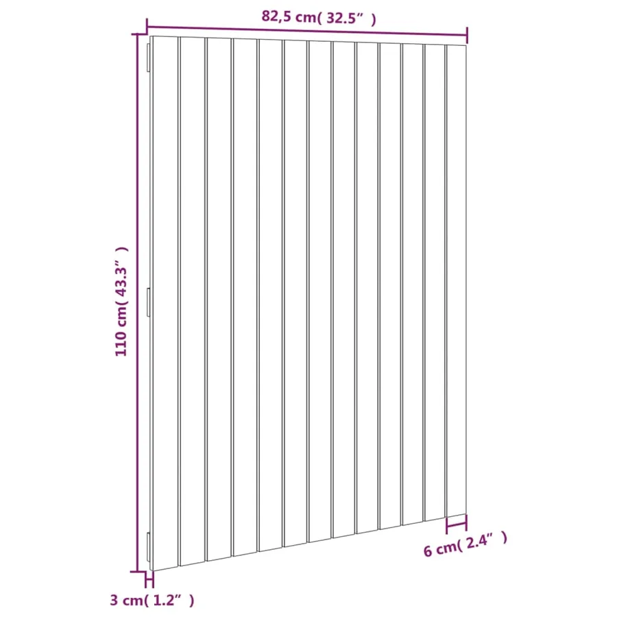 Tête de lit murale Noir 82,5x3x110 cm Bois massif de pin - 8