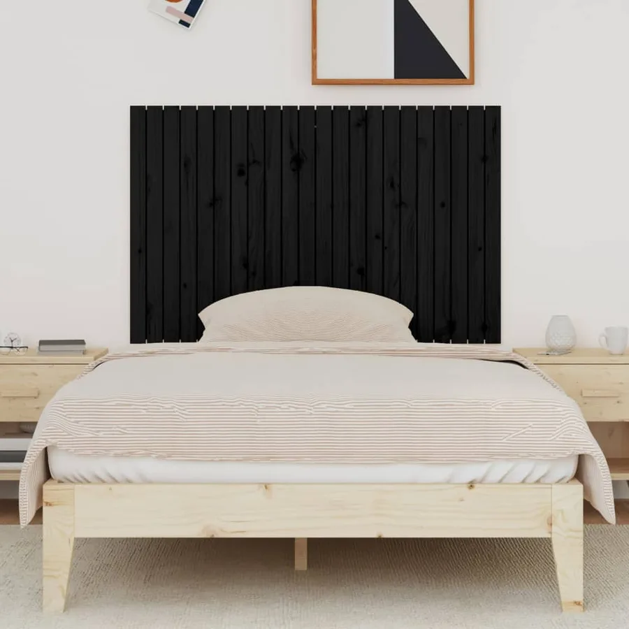 Tête de lit murale Noir 140x3x90 cm Bois massif de pin - 3