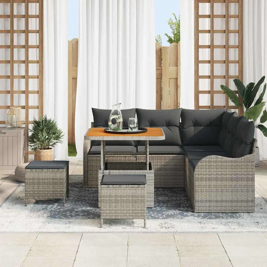 Ensemble de canapé de jardin avec coussin 8 pcs Gris - 3