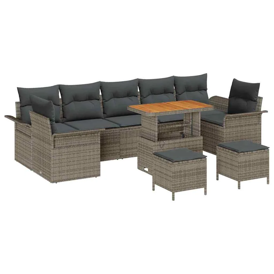 Ensemble de canapé de jardin avec coussin 10 pcs Gris - 2