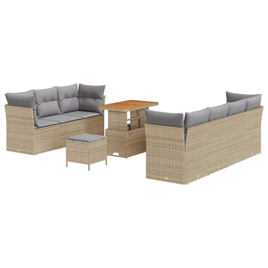 Ensemble de canapé de jardin 10 pcs beige et gris clair - 2