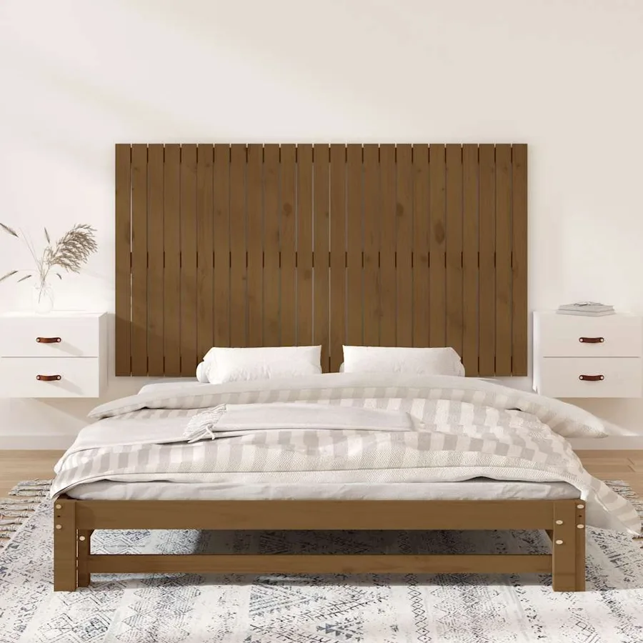 Tête de lit murale Marron miel 159,5x3x90 cm Bois massif de pin - 3