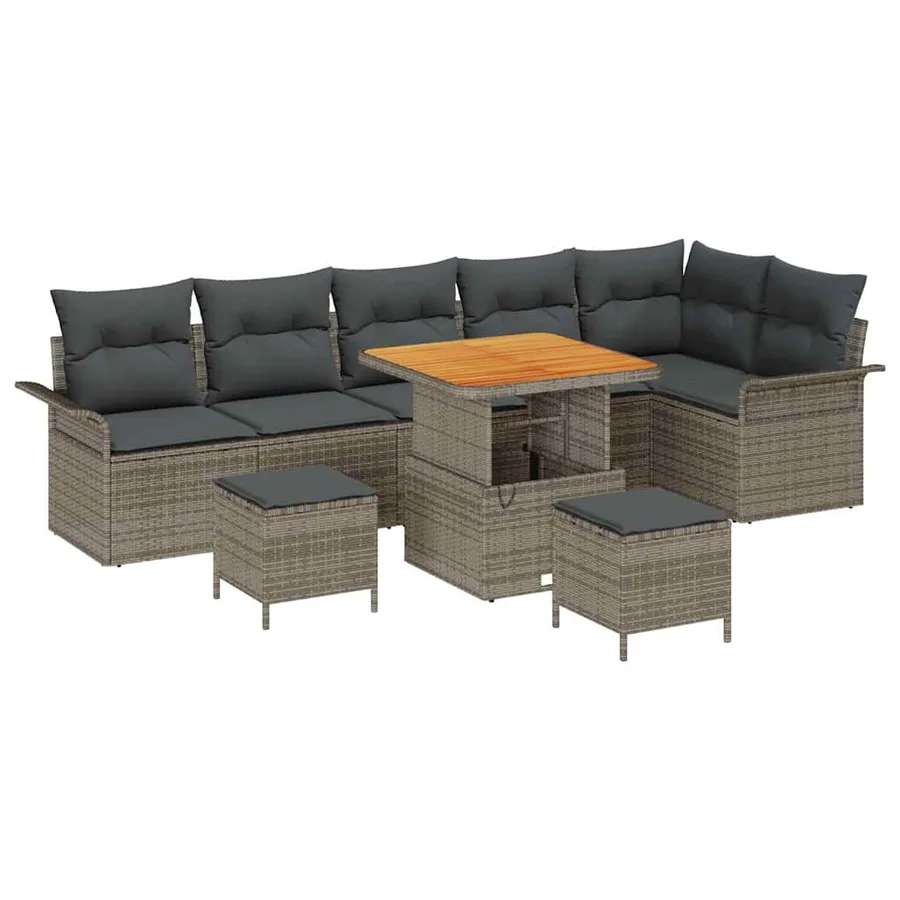 Ensemble de canapé de jardin avec coussin 9 pcs Gris - 2