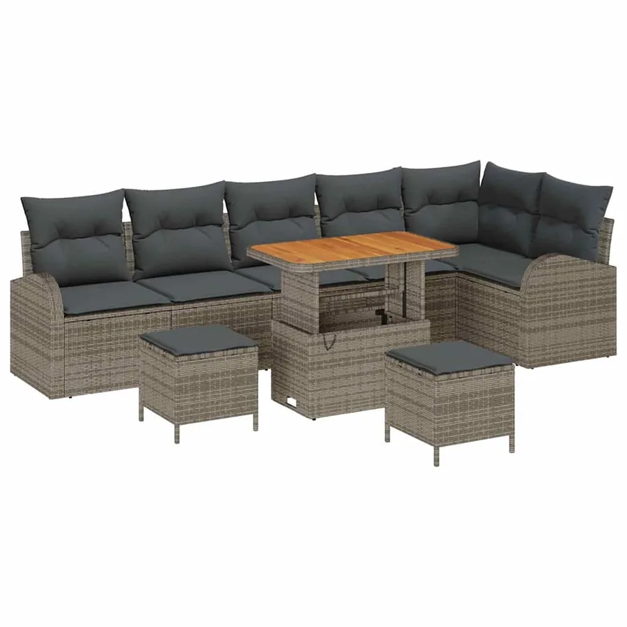Ensemble de canapé de jardin avec coussin 9 pcs Gris - 2