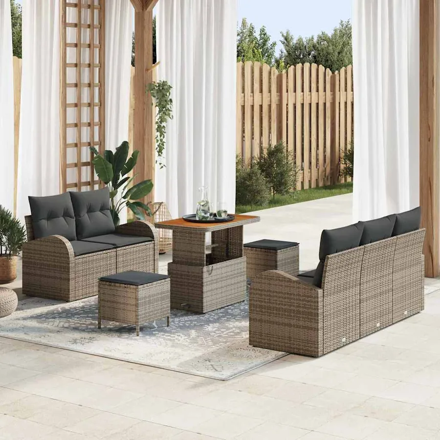Ensemble de canapé de jardin avec coussin 8 pcs Gris