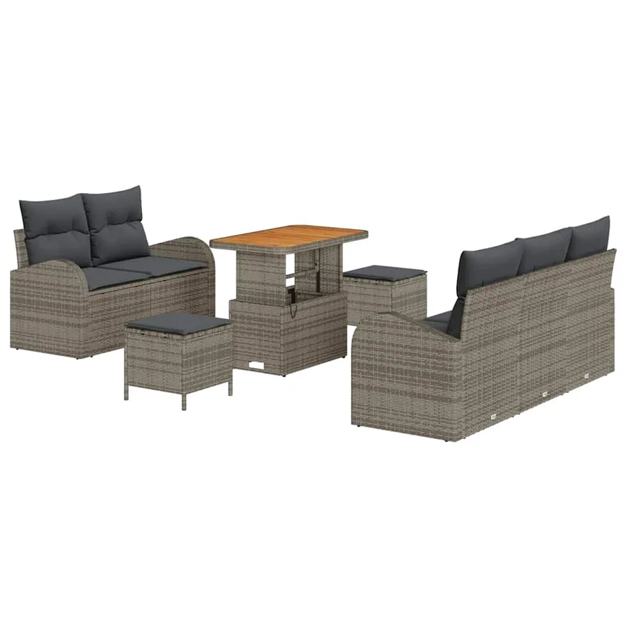 Ensemble de canapé de jardin avec coussin 8 pcs Gris - 2