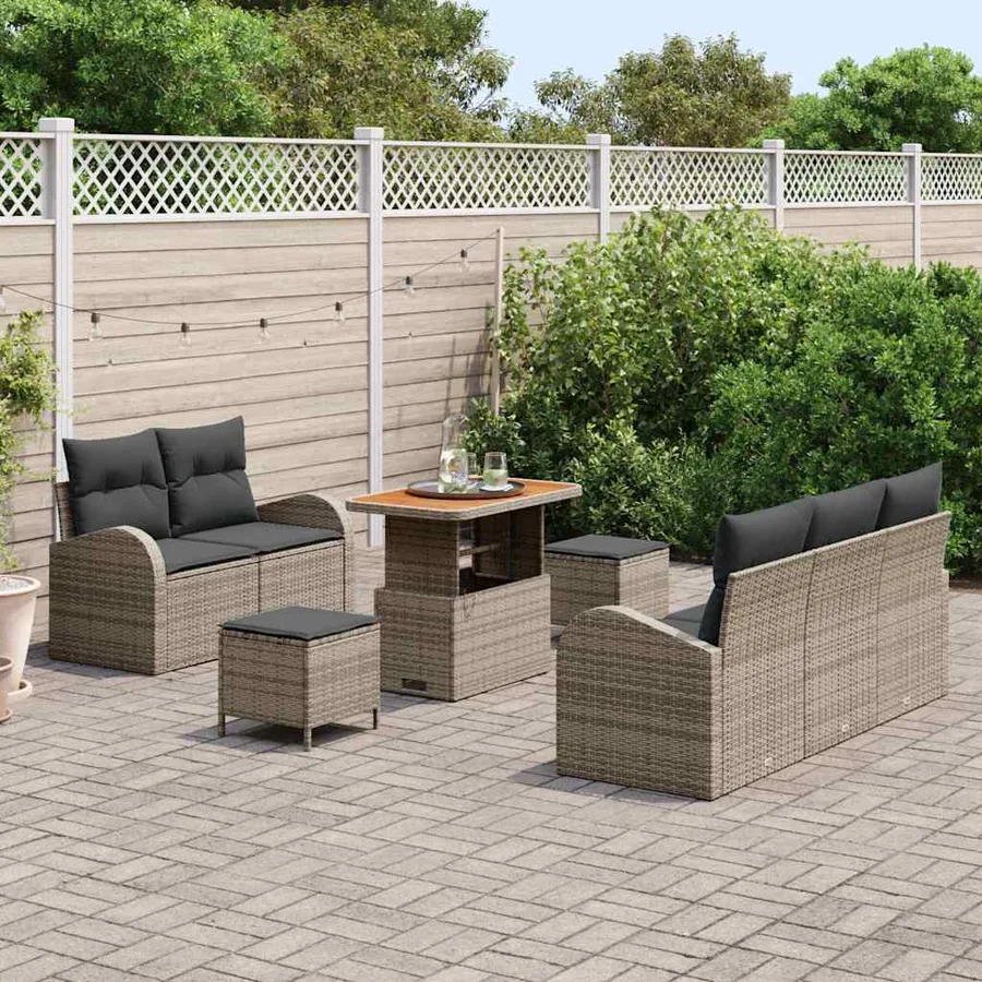 Ensemble de canapé de jardin avec coussin 8 pcs Gris - 3