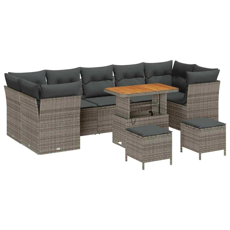 Ensemble de canapé de jardin avec coussin 10 pcs Gris - 2
