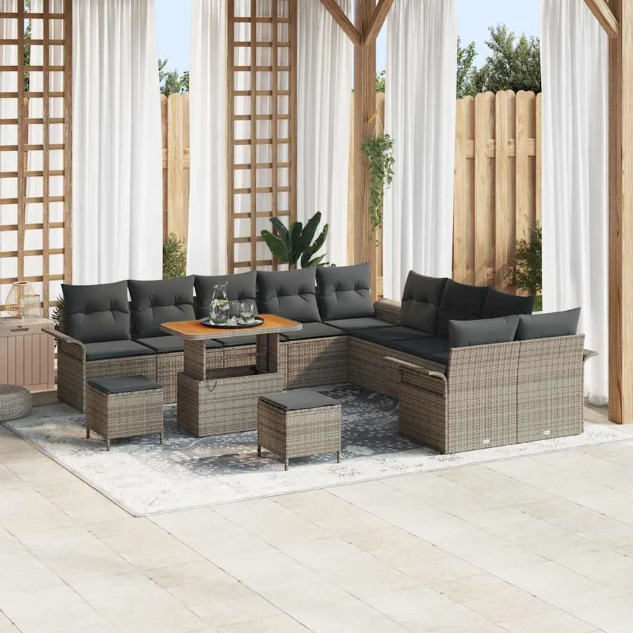Ensemble de canapé de jardin avec coussin 13 pcs Gris