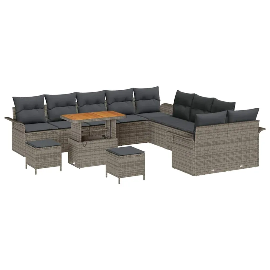 Ensemble de canapé de jardin avec coussin 13 pcs Gris - 2