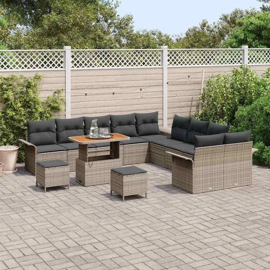 Ensemble de canapé de jardin avec coussin 13 pcs Gris - 3
