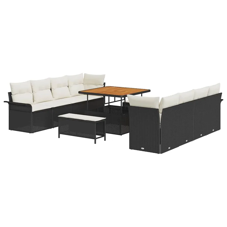 Ensemble de canapé de jardin Noir et Crème 100 x 100 x 71 cm - 2