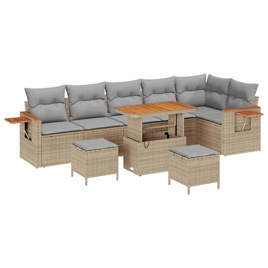 Ensemble de canapé de jardin 11 pcs Beige et Gris clair - 2