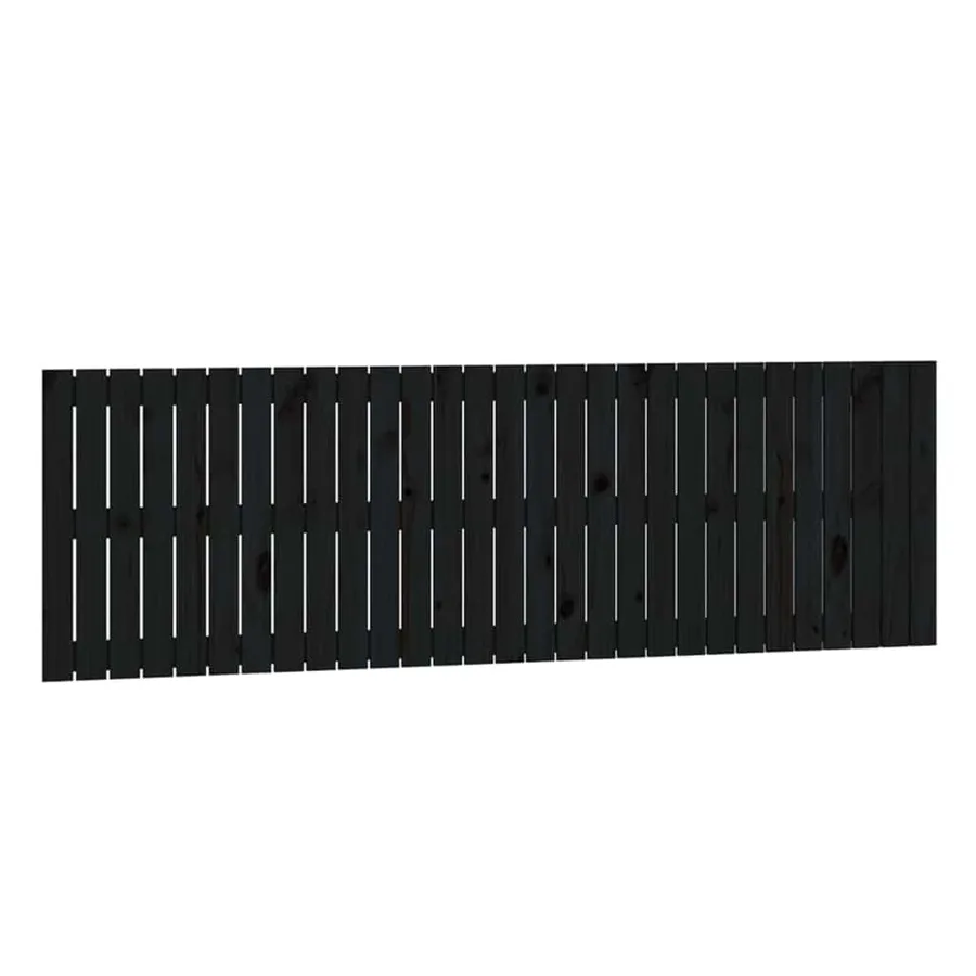 Tête de lit murale Noir 185x3x60 cm Bois massif de pin - 2